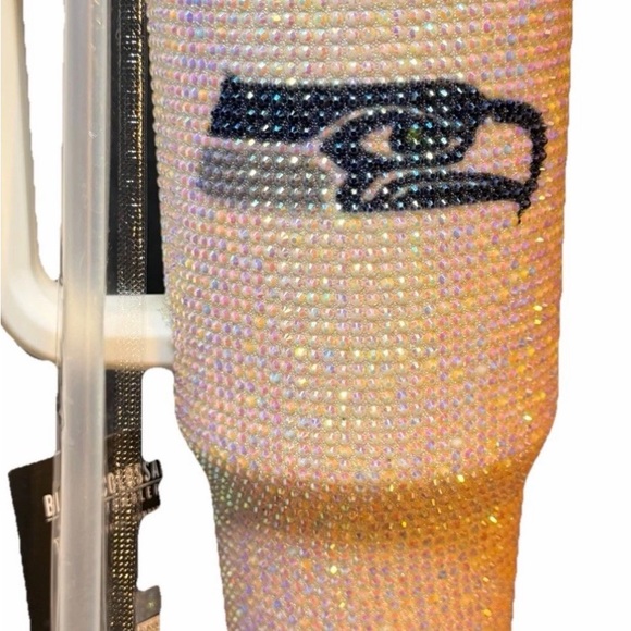 Seahawks Rhinestone Tumbler with Handle 40oz - Picture 3 of 7